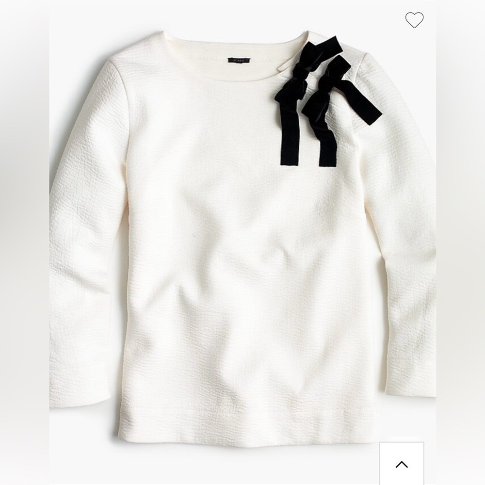 NWT: J.Crew Cream Double Bow Sweatshirt Size XXS